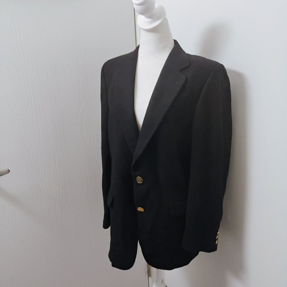 Vintage 1980s 1990s Mens Black Cashmere Suit Jacket Fits Sz L
